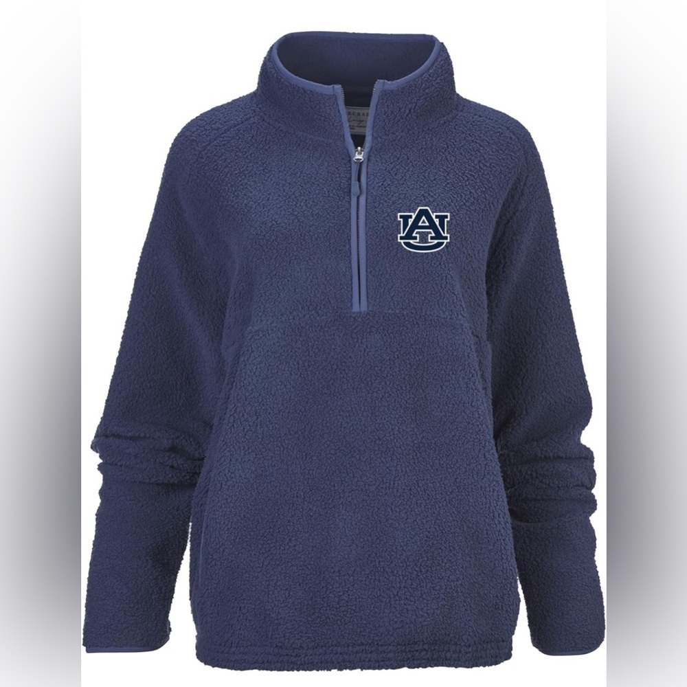 NWT- Boxercraft Women's NCAA Auburn Tigers Team Logo Everest Fleece Half Zip